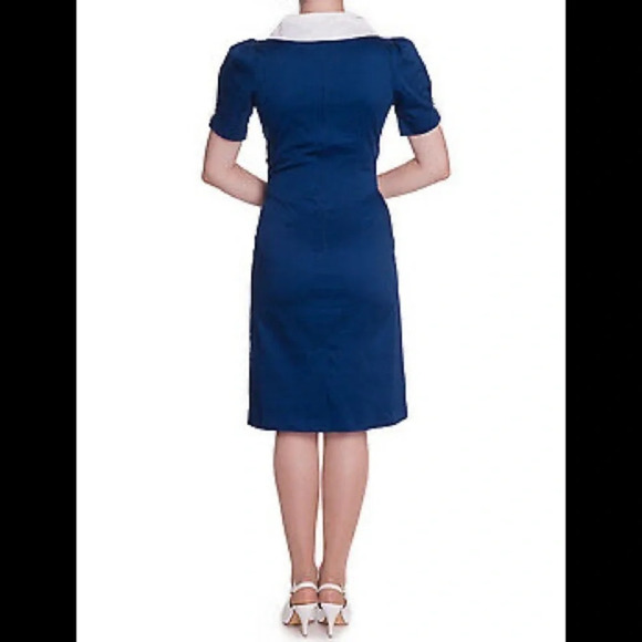 Unique Vintage x Hell Bunny Plus Size Navy Blue Sailor Jackie Pencil Dress - Picture 8 of 14